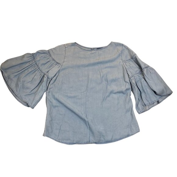 J. Jill Women's Light Blue Bell Sleeve Blouse Size M Flowy Lightweight Top With - Picture 1 of 10